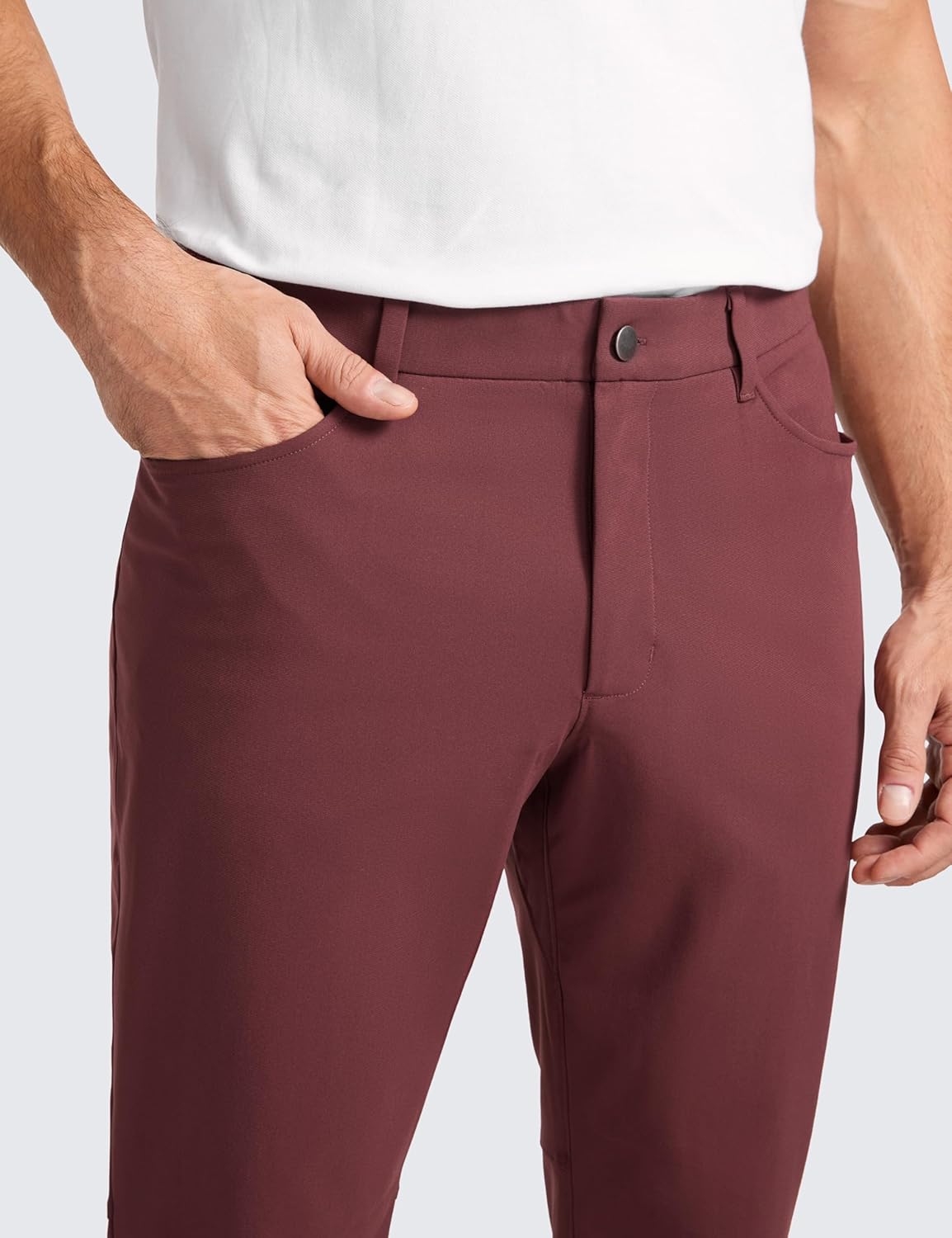 CRZ YOGA Mens All Day Comfy Golf Pants with 5Pocket  30quot32quot34 Quick Dry Lightweight Casual Work Stretch PantsSaddle Brown