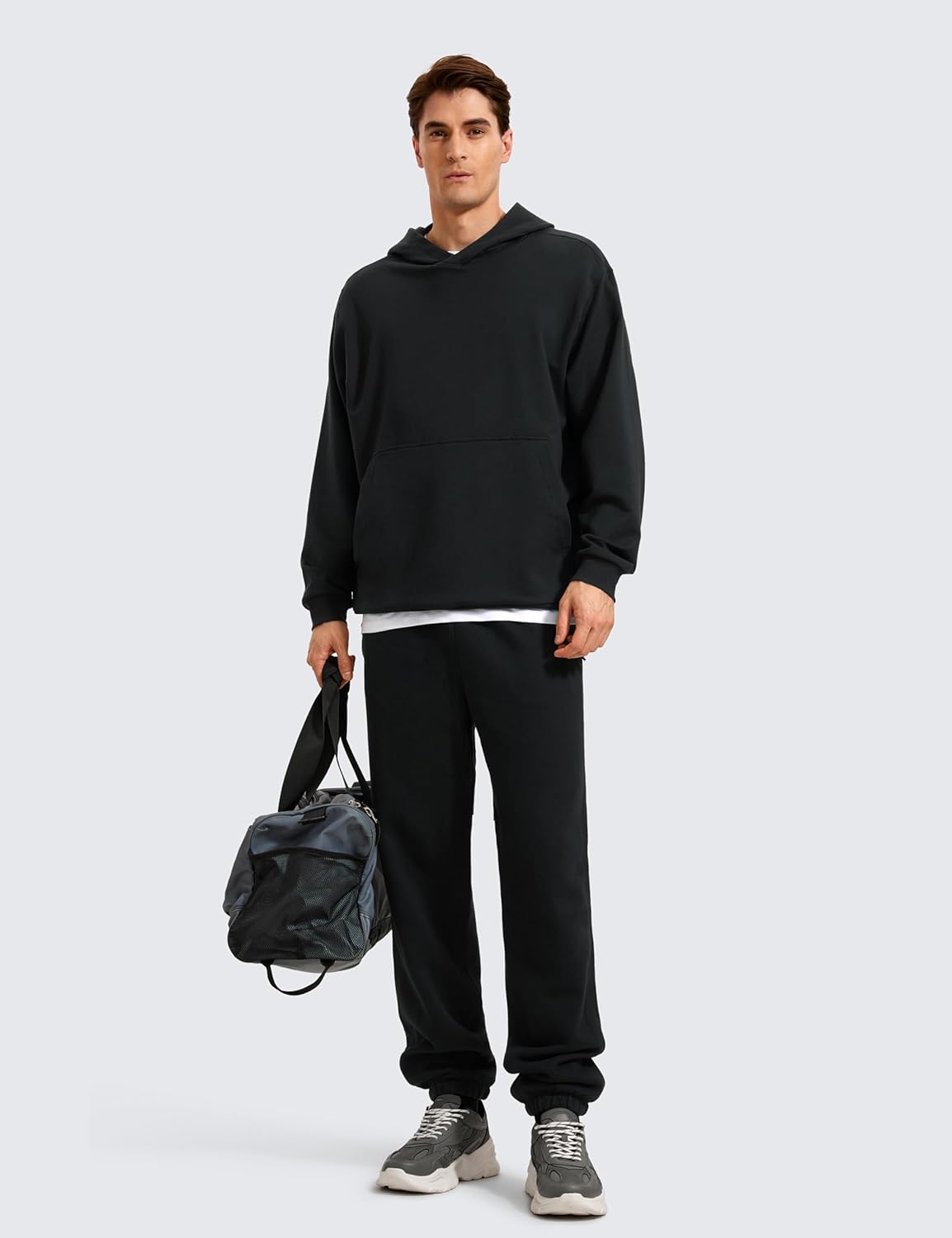 CRZ YOGA Mens Fleece Hoodies Basic Casual Hooded Sweatshirts Long Sleeve Pullover Workout Hoodie Tops with PocketBlack
