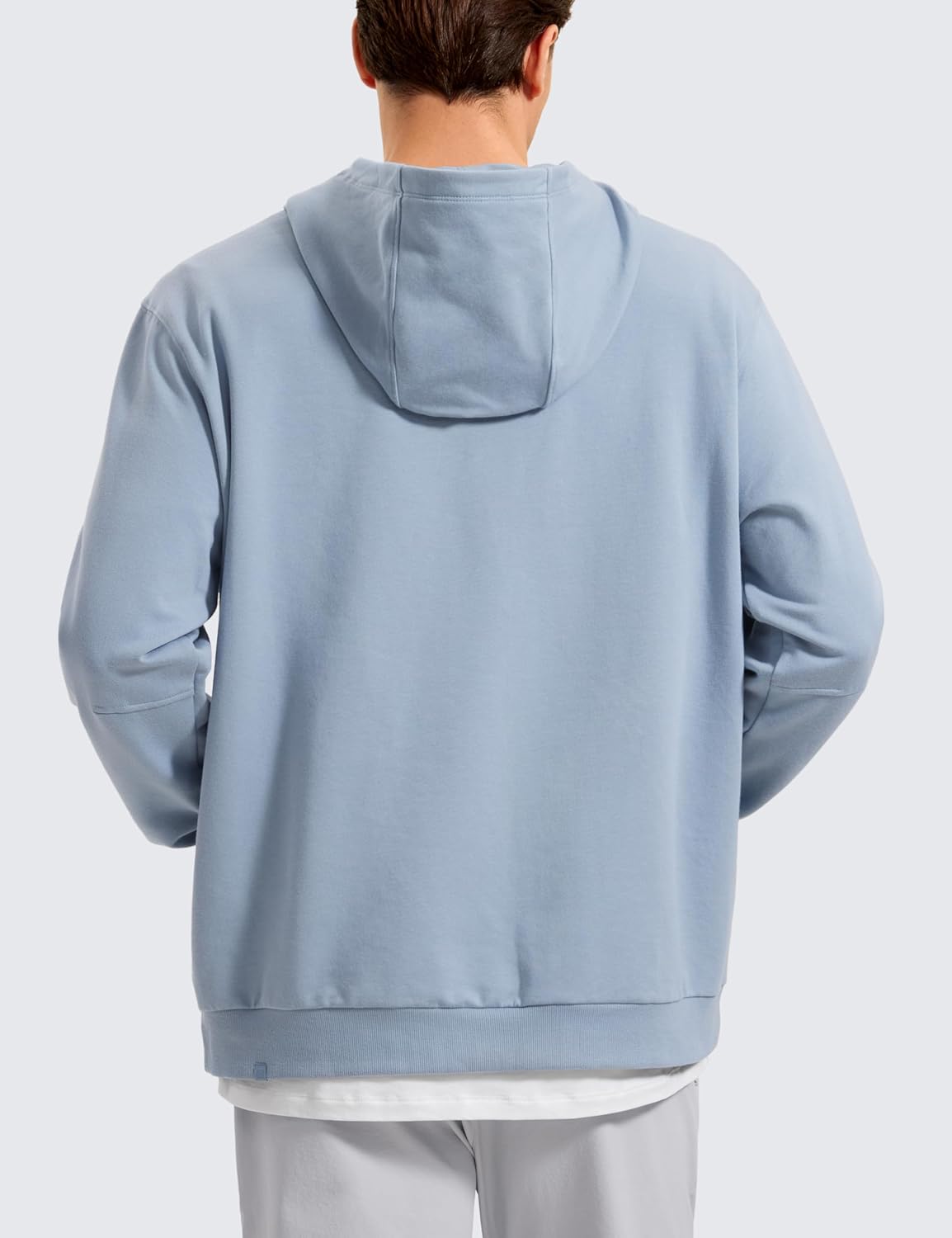 CRZ YOGA Mens Fleece Hoodies Basic Casual Hooded Sweatshirts Long Sleeve Pullover Workout Hoodie Tops with PocketCambric Blue