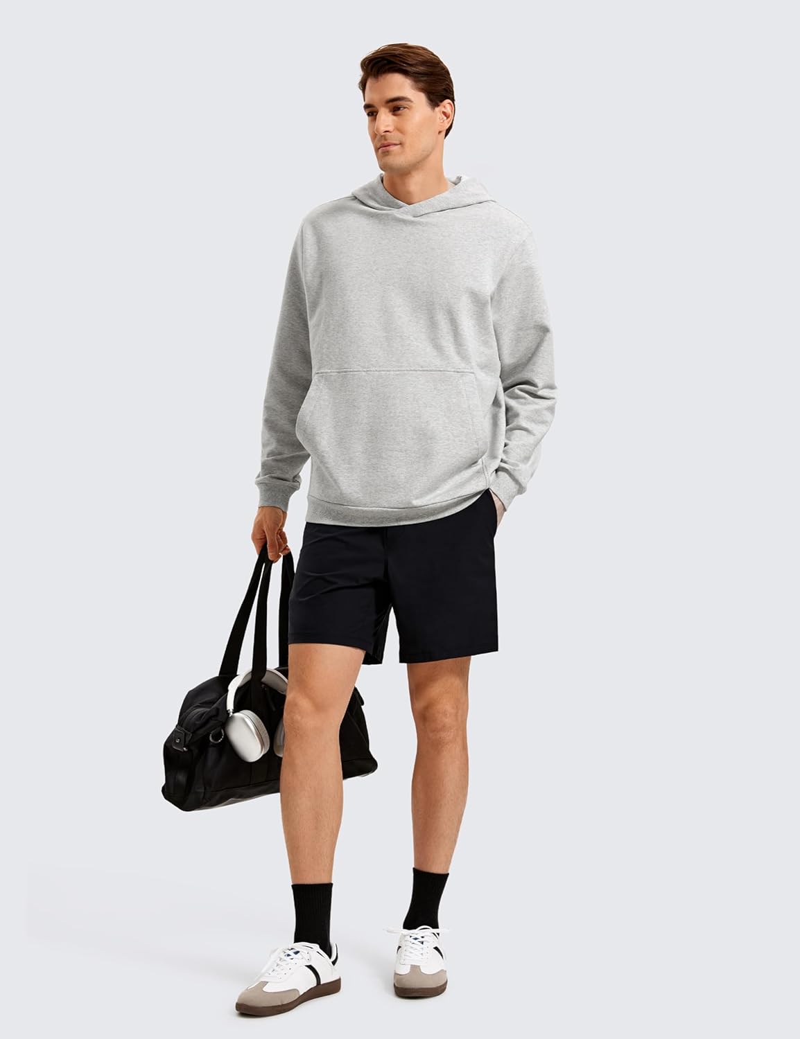 CRZ YOGA Mens Fleece Hoodies Basic Casual Hooded Sweatshirts Long Sleeve Pullover Workout Hoodie Tops with PocketDove Grey Heather