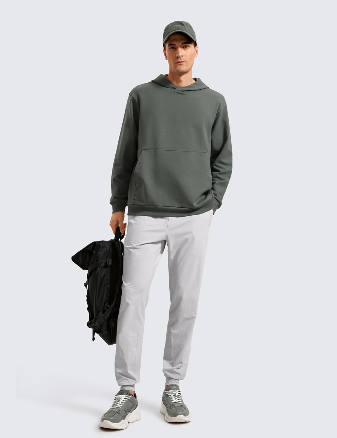 CRZ YOGA Mens Fleece Hoodies Basic Casual Hooded Sweatshirts Long Sleeve Pullover Workout Hoodie Tops with PocketGrey Sage