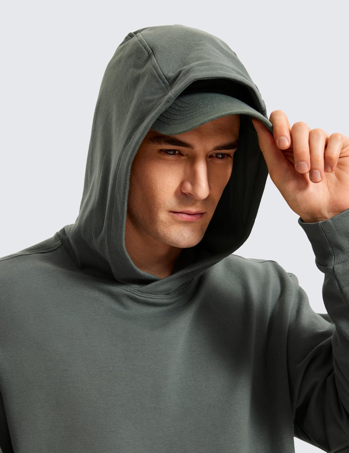 CRZ YOGA Mens Fleece Hoodies Basic Casual Hooded Sweatshirts Long Sleeve Pullover Workout Hoodie Tops with PocketGrey Sage