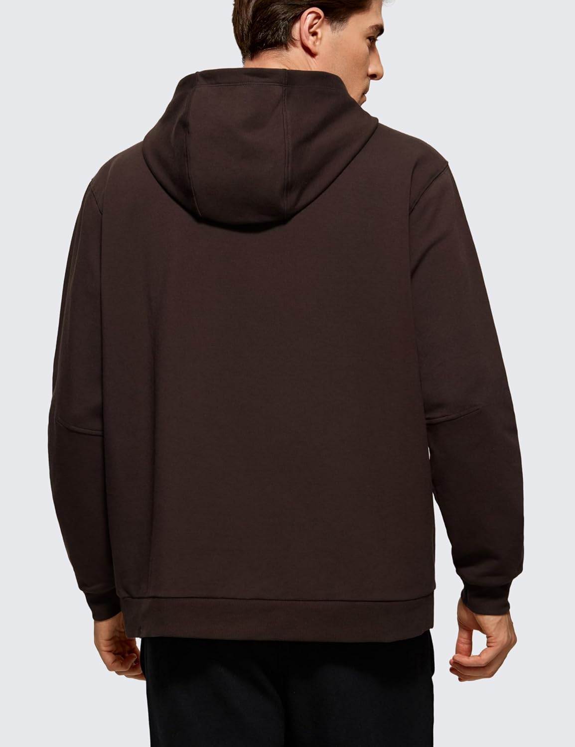 CRZ YOGA Mens Fleece Hoodies Basic Casual Hooded Sweatshirts Long Sleeve Pullover Workout Hoodie Tops with PocketHot Fudge Brown