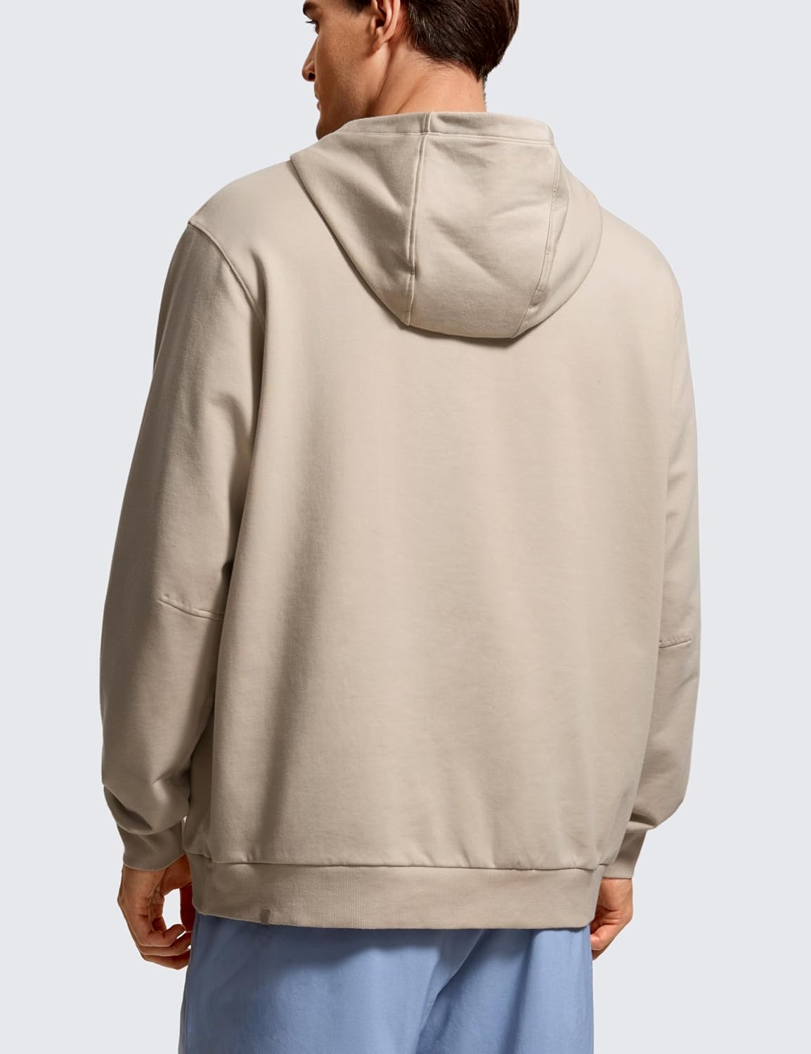 CRZ YOGA Mens Fleece Hoodies Basic Casual Hooded Sweatshirts Long Sleeve Pullover Workout Hoodie Tops with PocketMojave Tan