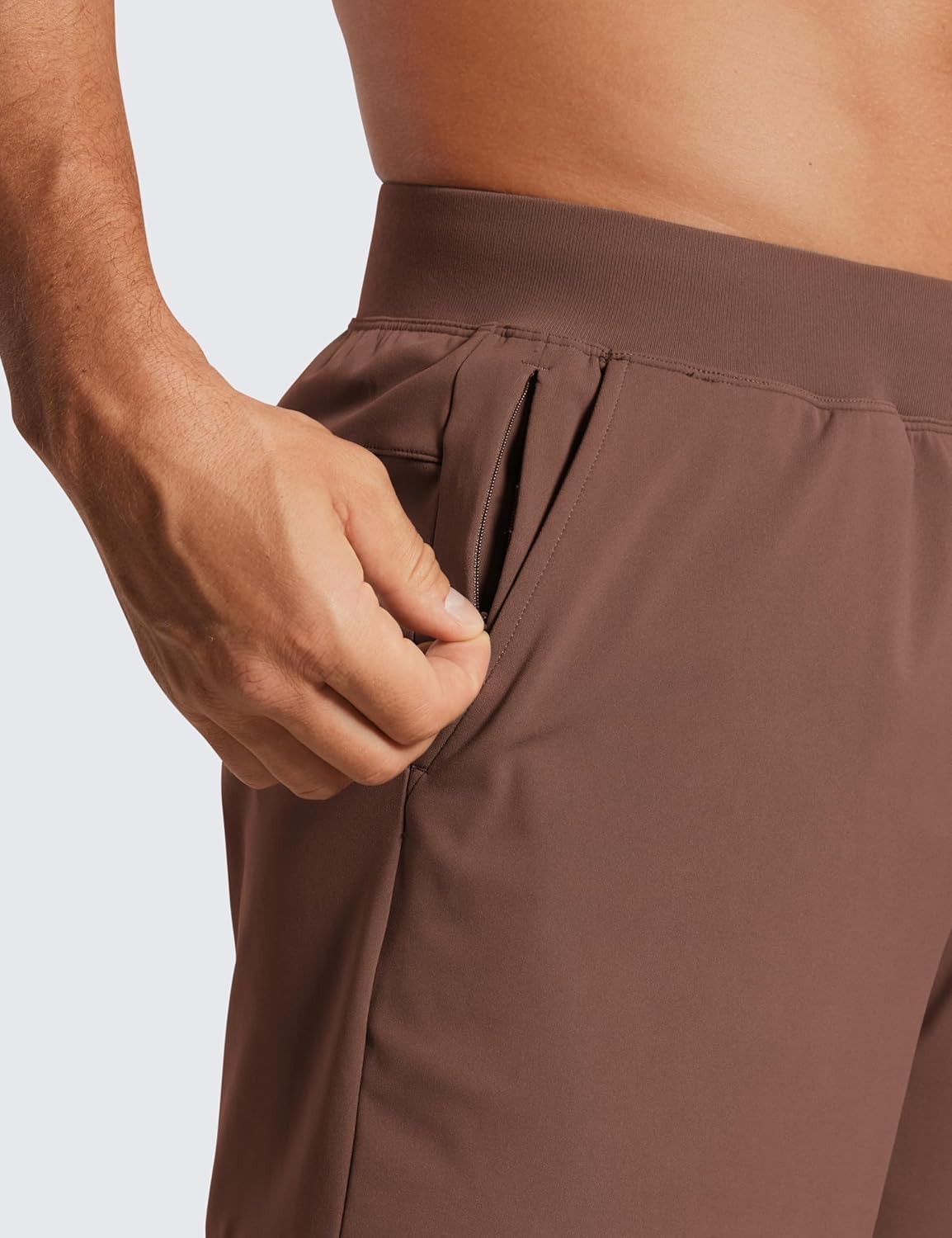 CRZ YOGA Mens FourWay Stretch Workout Shorts  5quot Soft Durable Casual Athletic Shorts with Pocket Gym Running HikingCoffee Brown