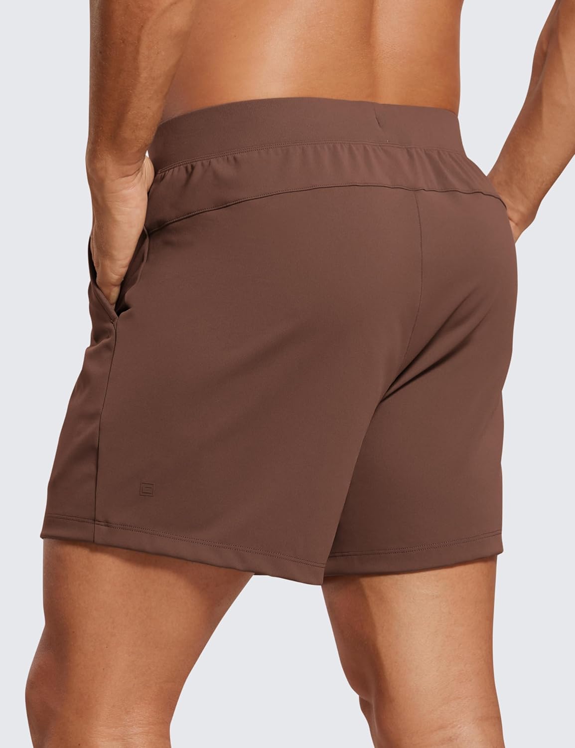 CRZ YOGA Mens FourWay Stretch Workout Shorts  5quot Soft Durable Casual Athletic Shorts with Pocket Gym Running HikingCoffee Brown