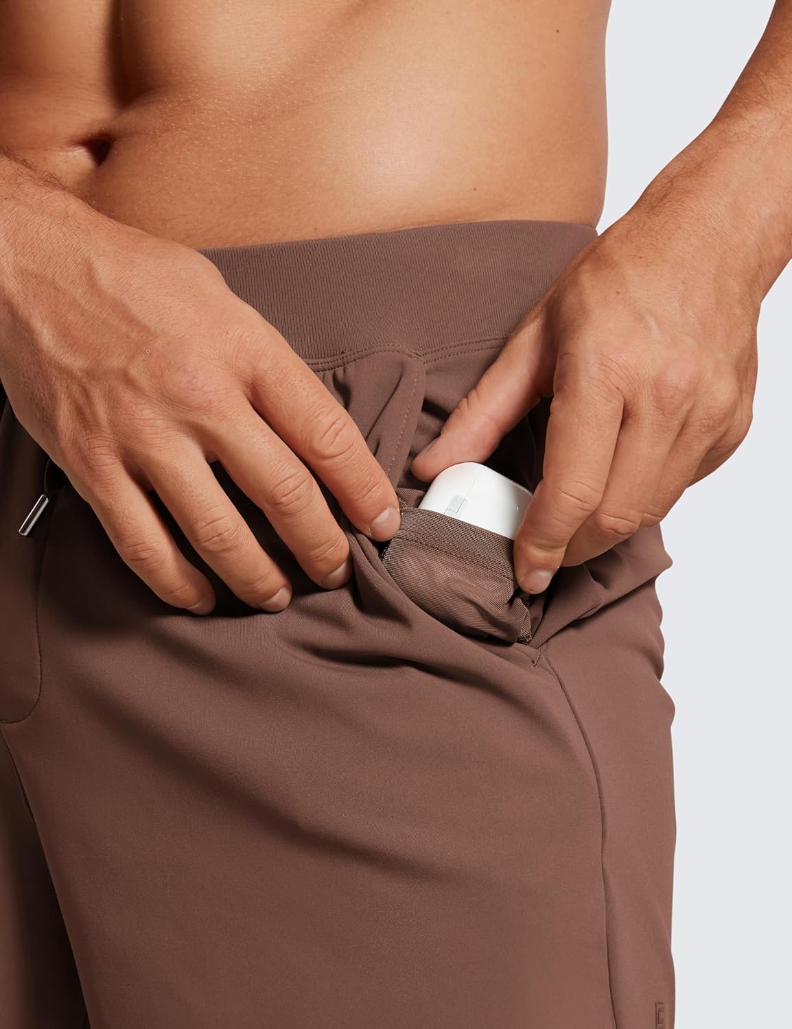 CRZ YOGA Mens FourWay Stretch Workout Shorts  5quot Soft Durable Casual Athletic Shorts with Pocket Gym Running HikingCoffee Brown
