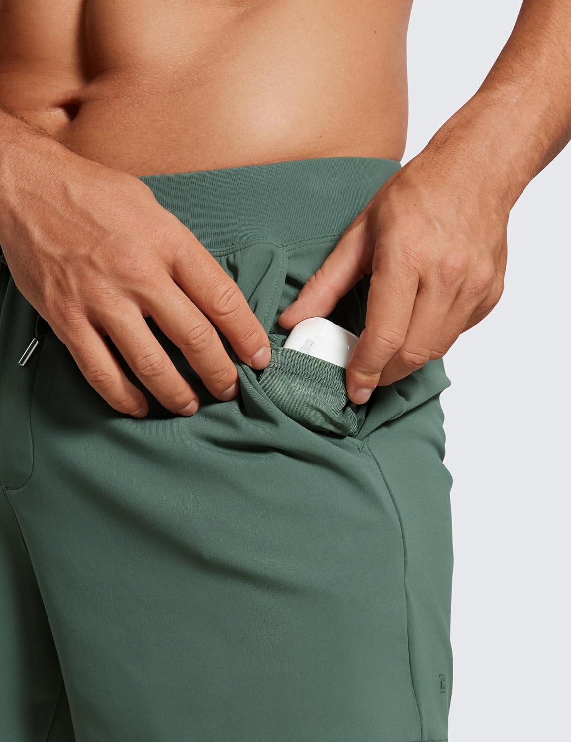 CRZ YOGA Mens FourWay Stretch Workout Shorts  5quot Soft Durable Casual Athletic Shorts with Pocket Gym Running HikingDark Forest Green