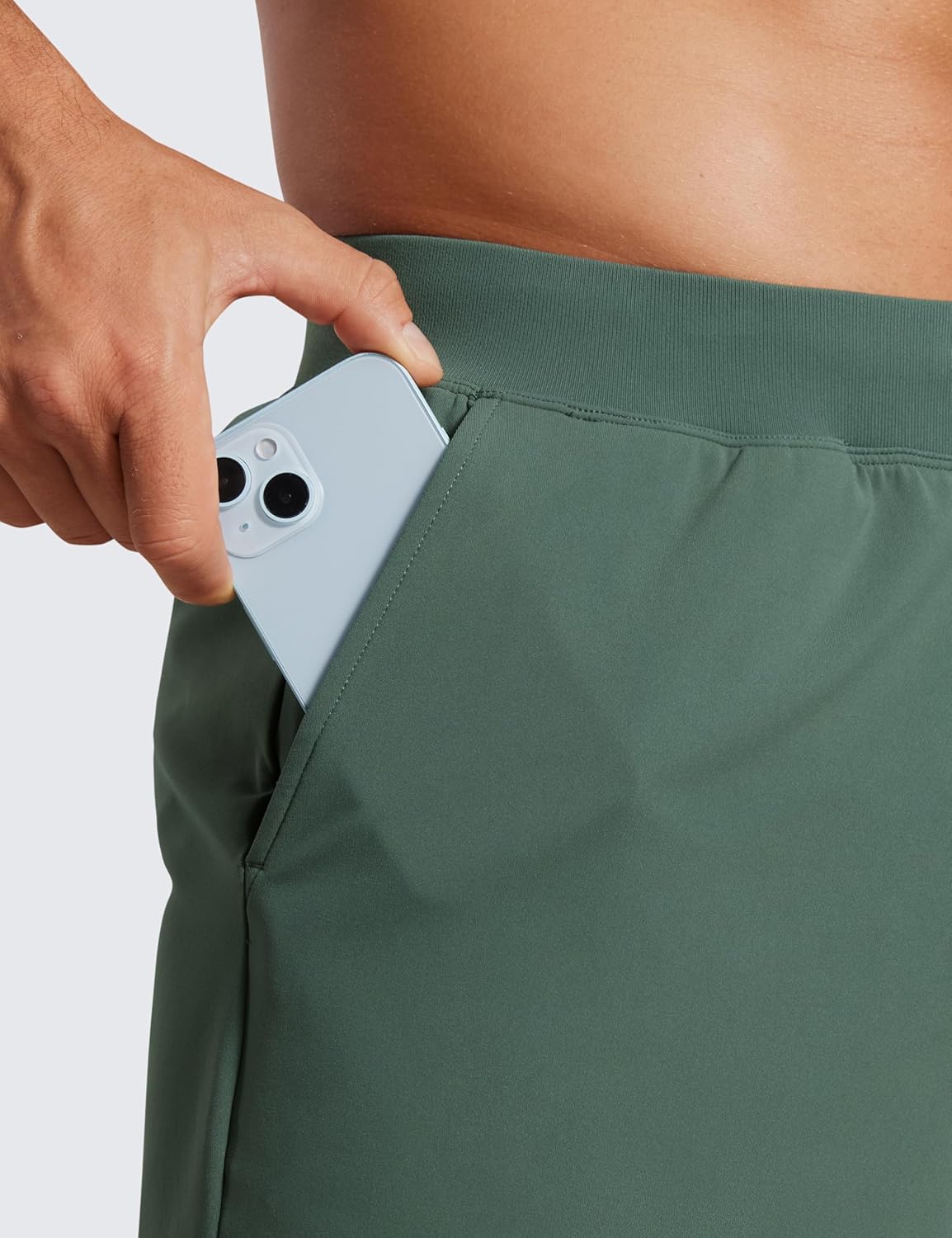CRZ YOGA Mens FourWay Stretch Workout Shorts  5quot Soft Durable Casual Athletic Shorts with Pocket Gym Running HikingDark Forest Green