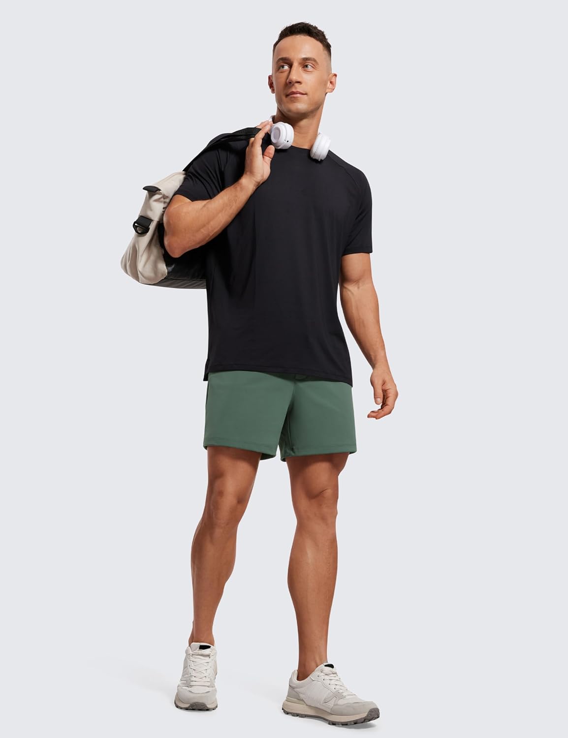 CRZ YOGA Mens FourWay Stretch Workout Shorts  5quot Soft Durable Casual Athletic Shorts with Pocket Gym Running HikingDark Forest Green