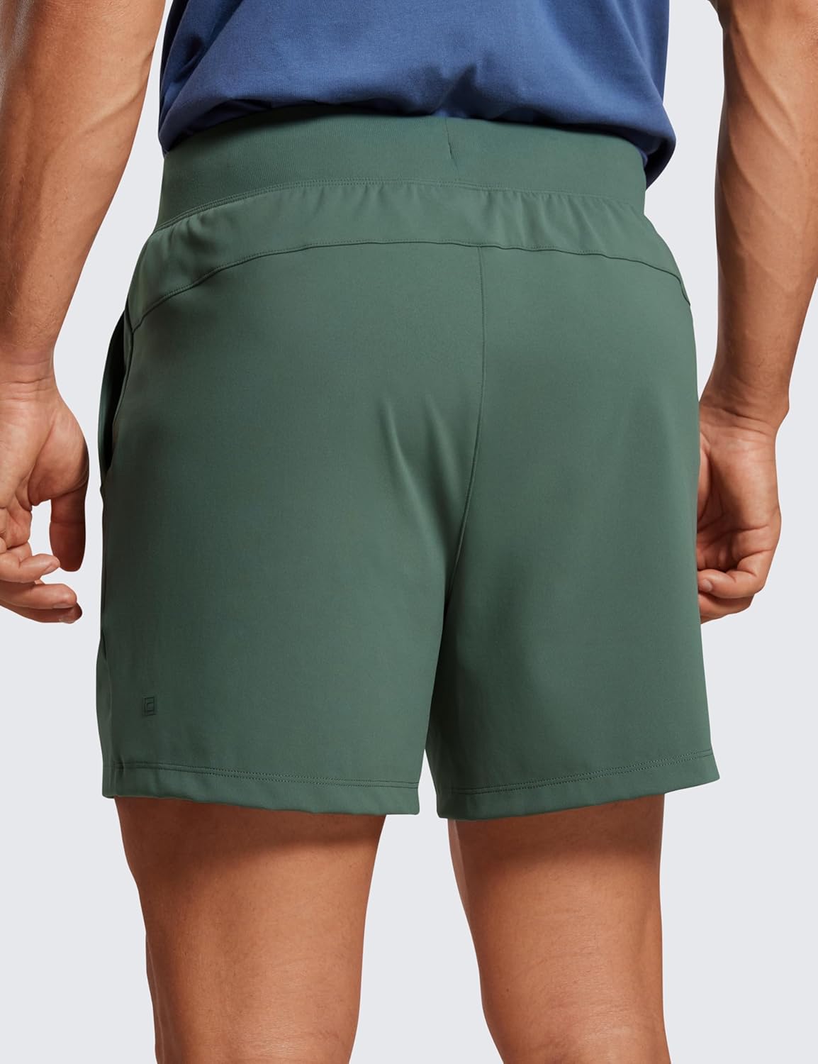 CRZ YOGA Mens FourWay Stretch Workout Shorts  5quot Soft Durable Casual Athletic Shorts with Pocket Gym Running HikingDark Forest Green