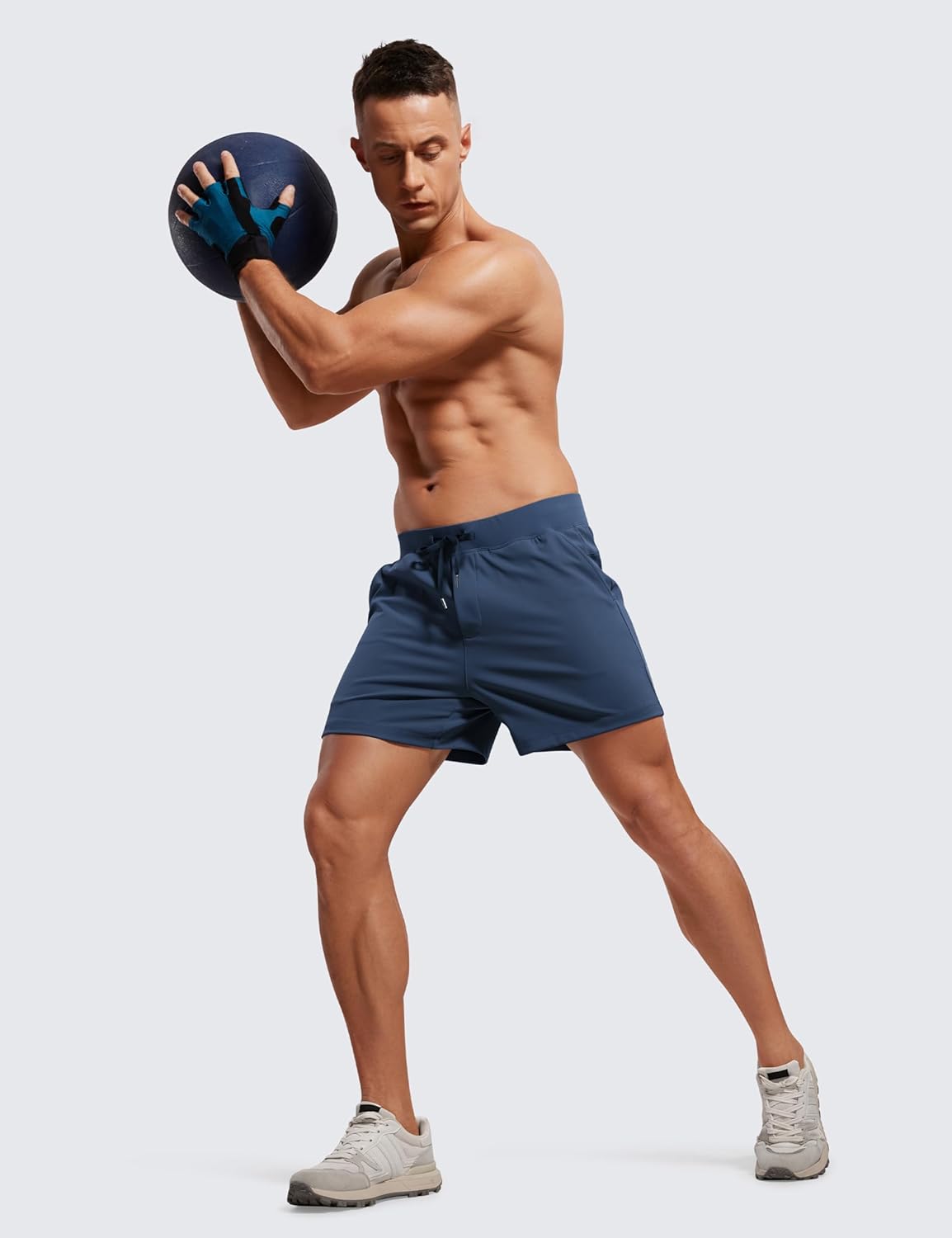 CRZ YOGA Mens FourWay Stretch Workout Shorts  5quot Soft Durable Casual Athletic Shorts with Pocket Gym Running HikingElectric Blue