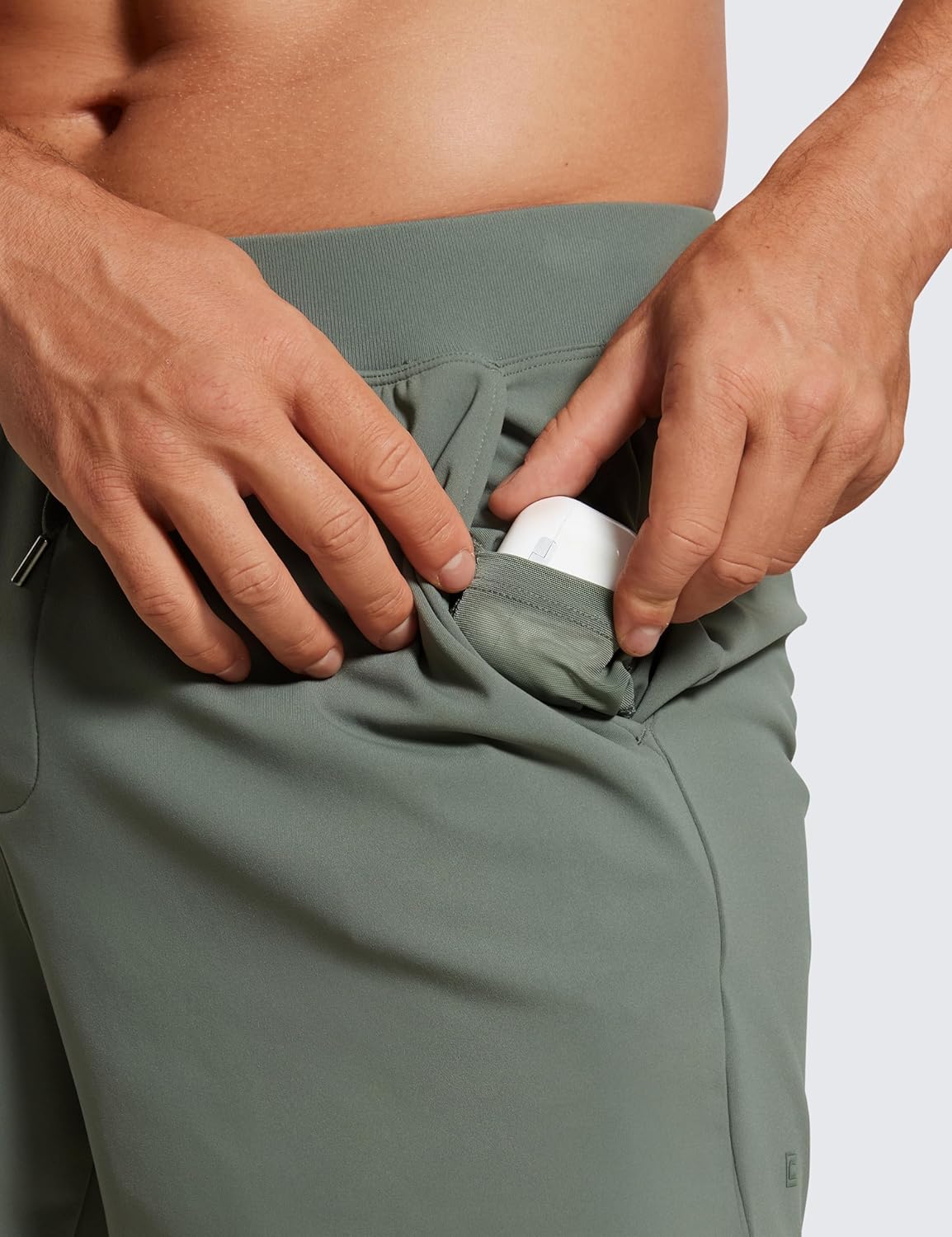 CRZ YOGA Mens FourWay Stretch Workout Shorts  5quot Soft Durable Casual Athletic Shorts with Pocket Gym Running HikingGrey Sage