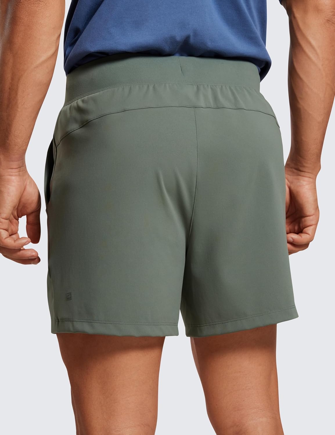 CRZ YOGA Mens FourWay Stretch Workout Shorts  5quot Soft Durable Casual Athletic Shorts with Pocket Gym Running HikingGrey Sage