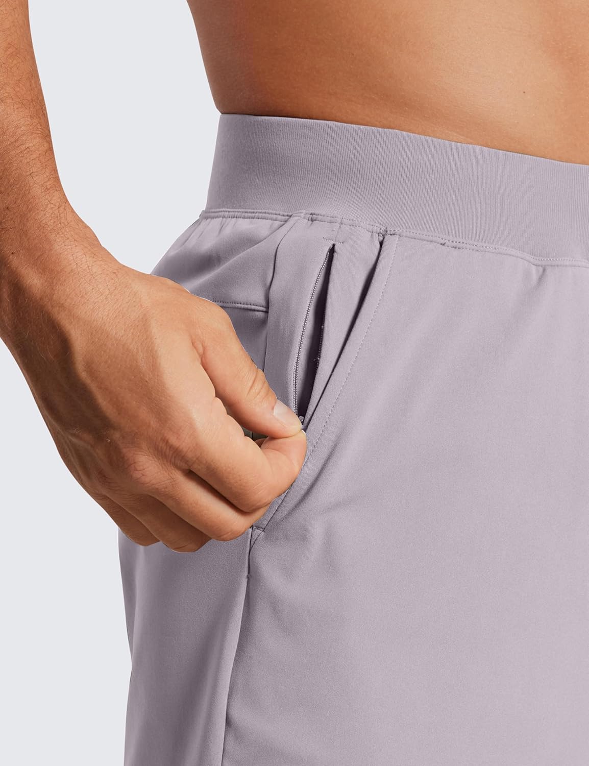 CRZ YOGA Mens FourWay Stretch Workout Shorts  5quot Soft Durable Casual Athletic Shorts with Pocket Gym Running HikingGull Gray