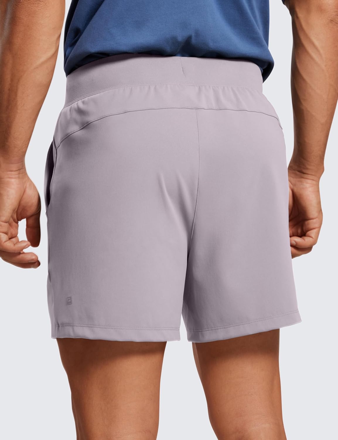 CRZ YOGA Mens FourWay Stretch Workout Shorts  5quot Soft Durable Casual Athletic Shorts with Pocket Gym Running HikingGull Gray