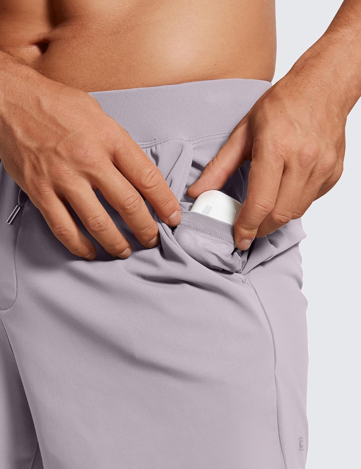 CRZ YOGA Mens FourWay Stretch Workout Shorts  5quot Soft Durable Casual Athletic Shorts with Pocket Gym Running HikingGull Gray
