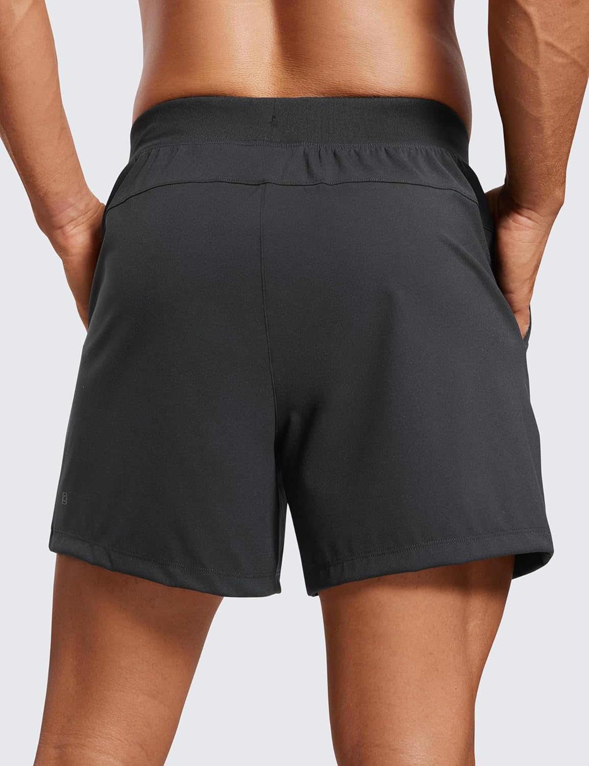 CRZ YOGA Mens FourWay Stretch Workout Shorts  5quot Soft Durable Casual Athletic Shorts with Pocket Gym Running HikingInk Gray