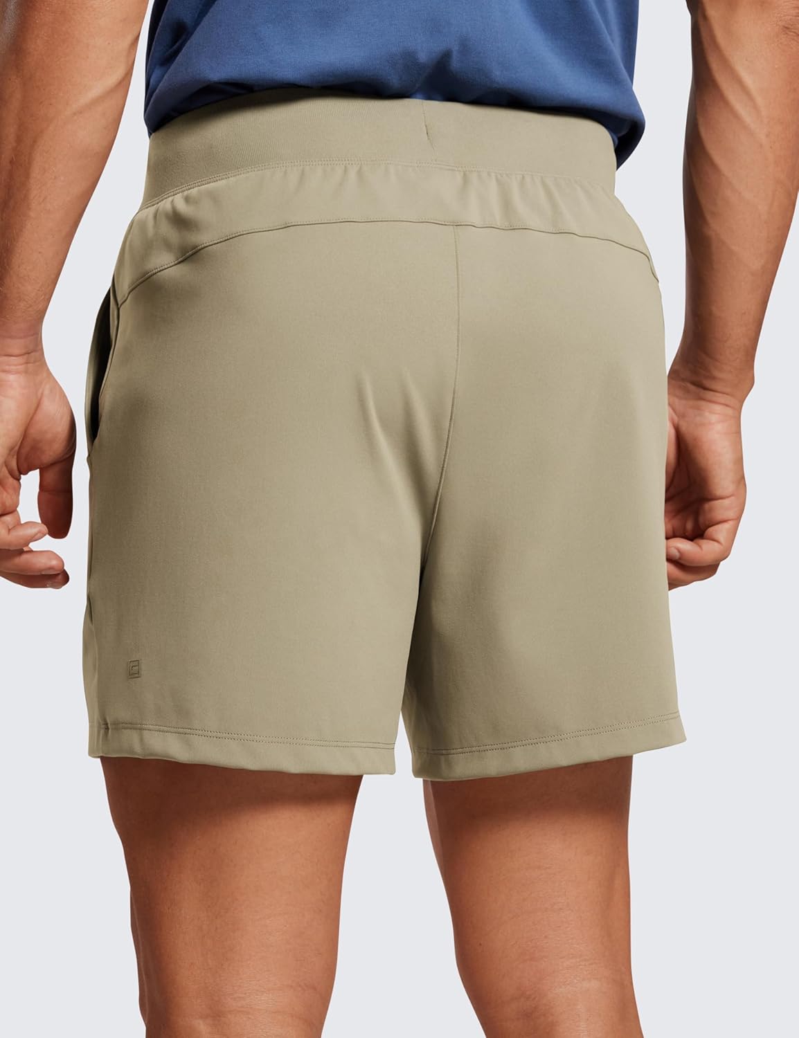 CRZ YOGA Mens FourWay Stretch Workout Shorts  5quot Soft Durable Casual Athletic Shorts with Pocket Gym Running HikingKhali Barley