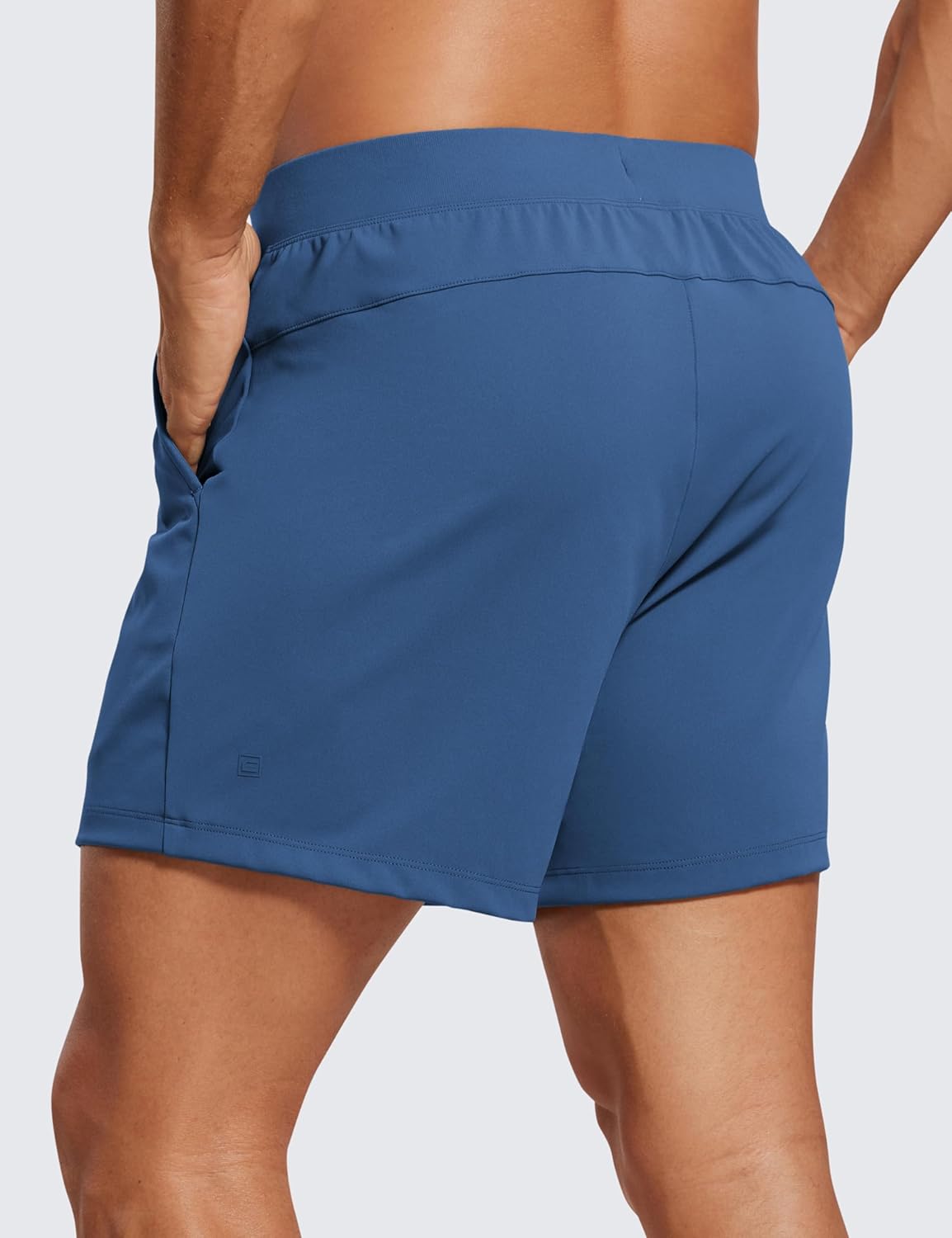 CRZ YOGA Mens FourWay Stretch Workout Shorts  5quot Soft Durable Casual Athletic Shorts with Pocket Gym Running HikingPitch Blue