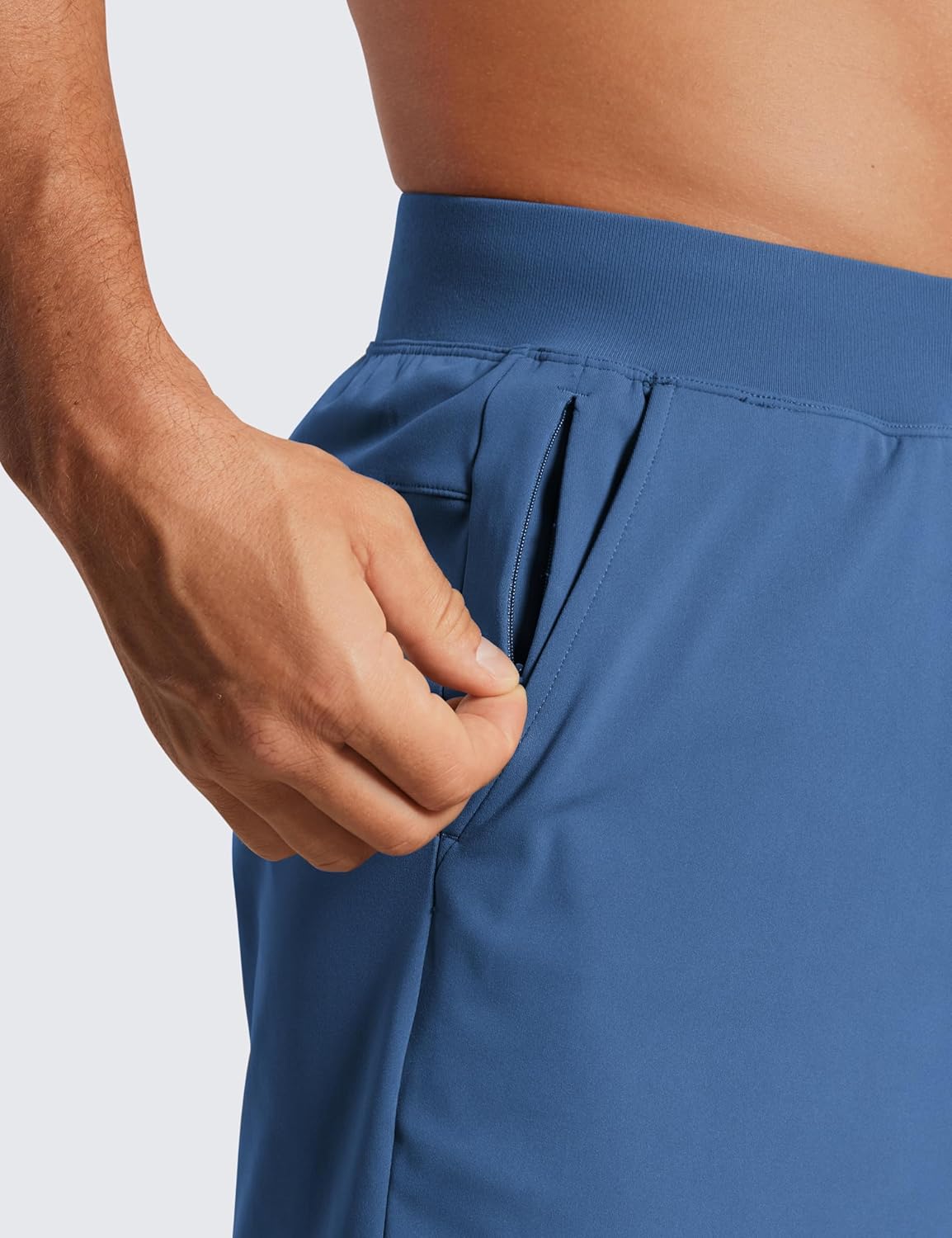 CRZ YOGA Mens FourWay Stretch Workout Shorts  5quot Soft Durable Casual Athletic Shorts with Pocket Gym Running HikingPitch Blue