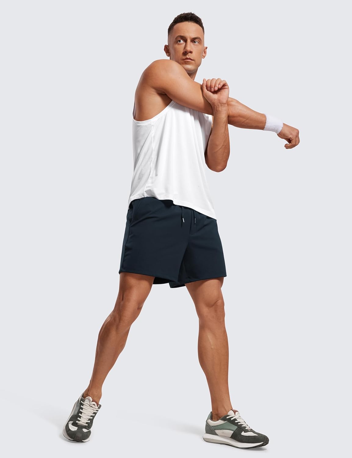 CRZ YOGA Mens FourWay Stretch Workout Shorts  5quot Soft Durable Casual Athletic Shorts with Pocket Gym Running HikingTrue Navy