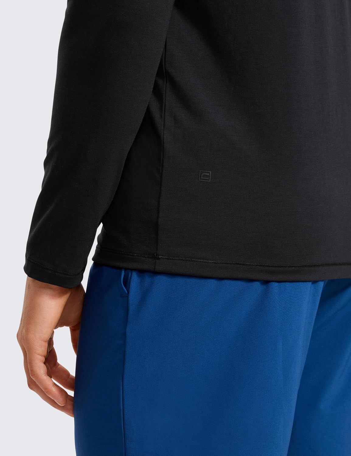 CRZ YOGA Mens Long Sleeve Basic Shirts Moisture Wicking Workout Tops Casual Crewneck Comfort Tee ShirtBlack