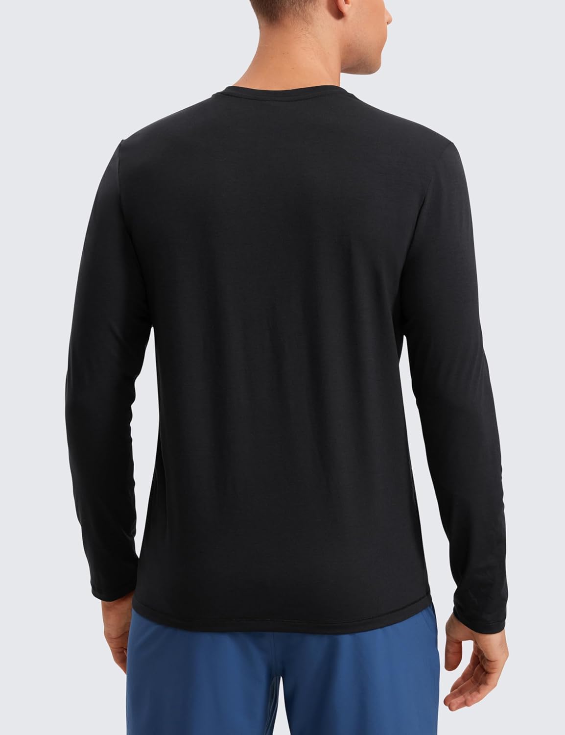 CRZ YOGA Mens Long Sleeve Basic Shirts Moisture Wicking Workout Tops Casual Crewneck Comfort Tee ShirtBlack