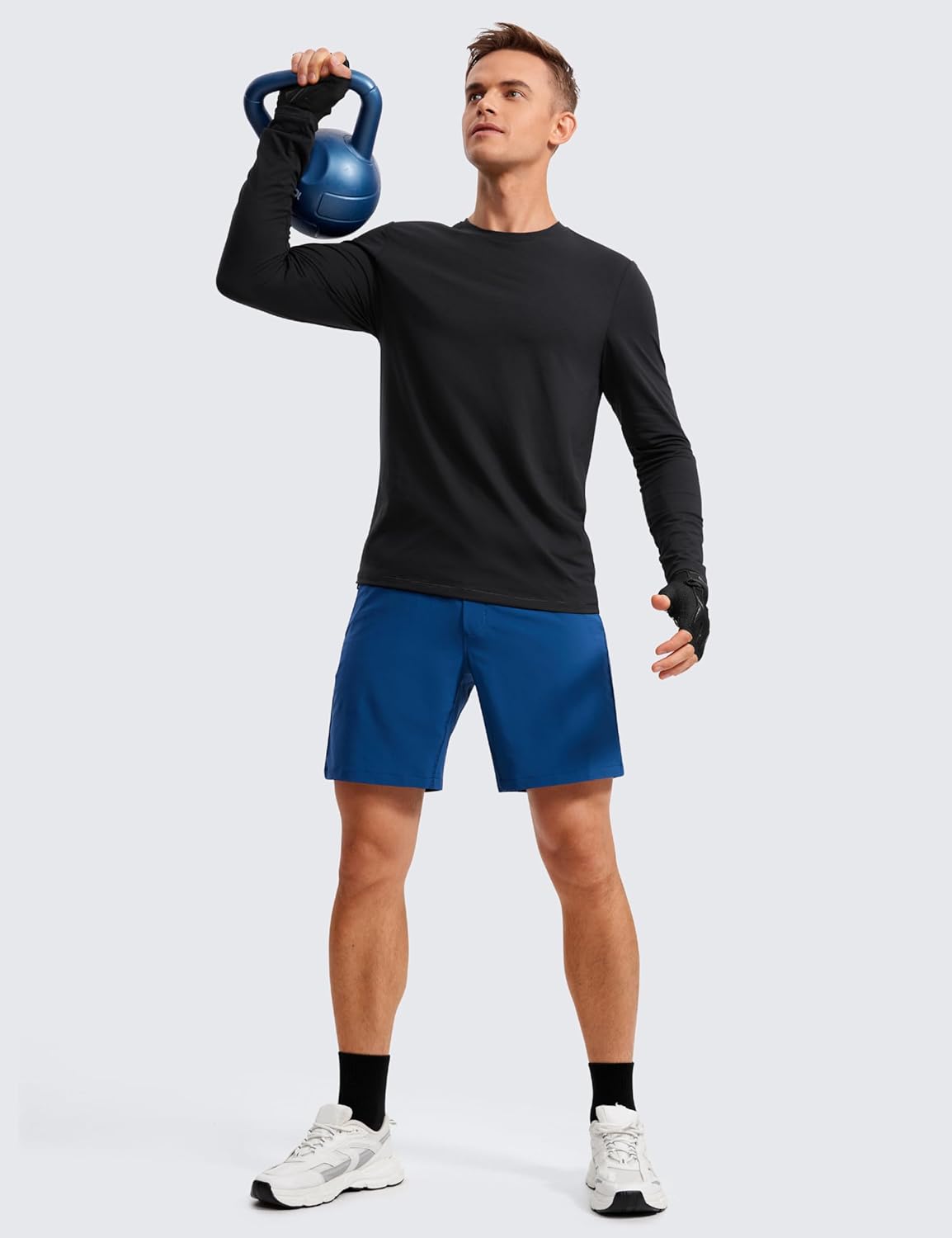 CRZ YOGA Mens Long Sleeve Basic Shirts Moisture Wicking Workout Tops Casual Crewneck Comfort Tee ShirtBlack