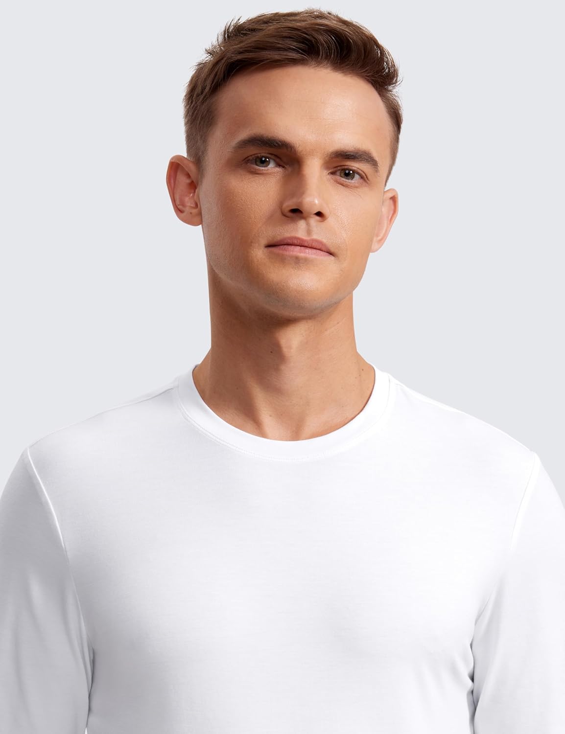 CRZ YOGA Mens Long Sleeve Basic Shirts Moisture Wicking Workout Tops Casual Crewneck Comfort Tee ShirtWhite