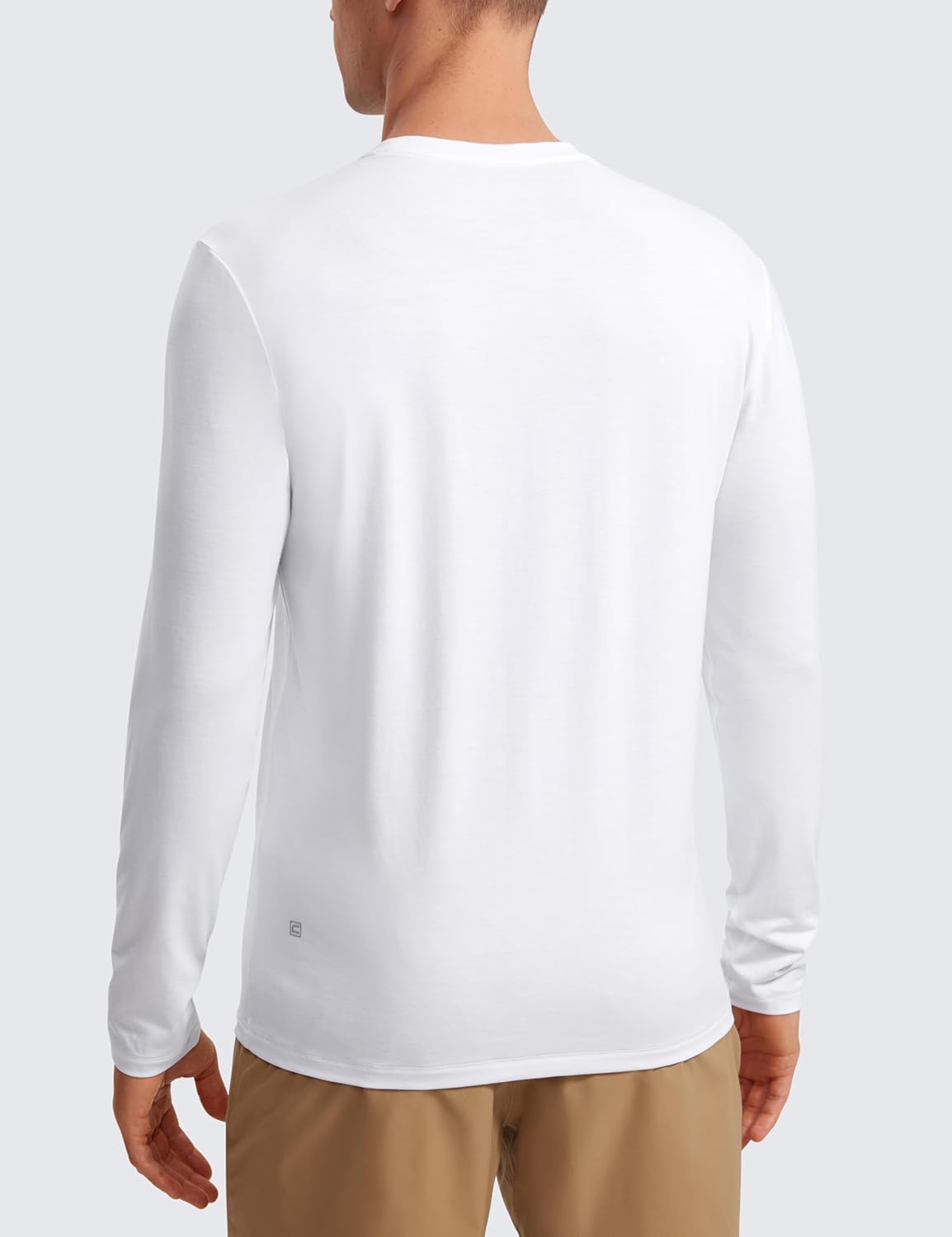 CRZ YOGA Mens Long Sleeve Basic Shirts Moisture Wicking Workout Tops Casual Crewneck Comfort Tee ShirtWhite