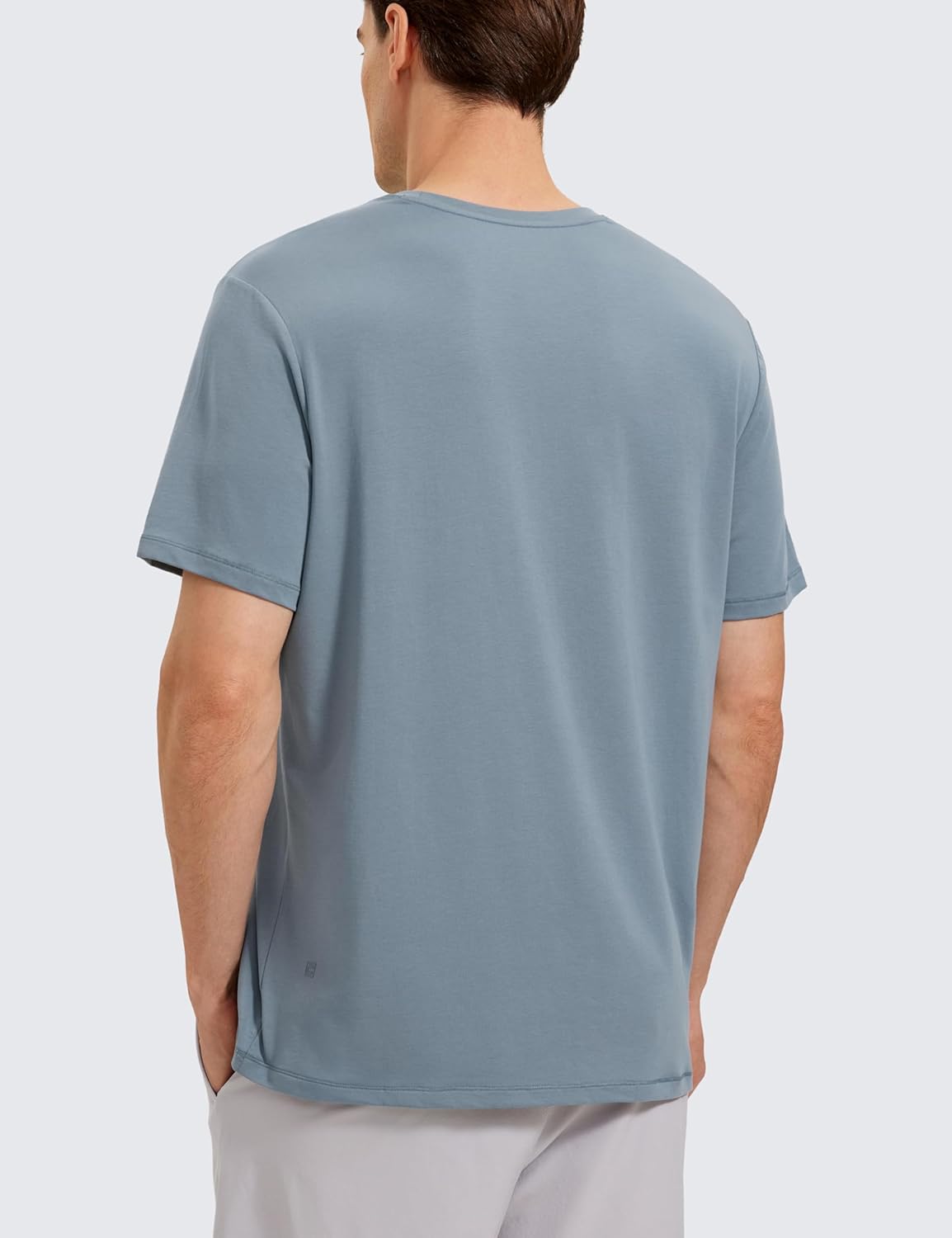 CRZ YOGA Mens Pima Cotton TShirts Short Sleeve Crew Neck Casual Shirts Breathable Workout Daily Tee TopsBelgian Blue