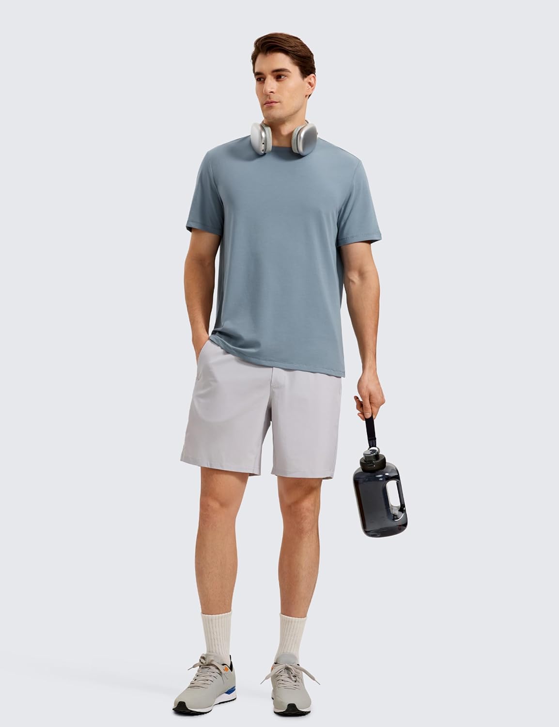 CRZ YOGA Mens Pima Cotton TShirts Short Sleeve Crew Neck Casual Shirts Breathable Workout Daily Tee TopsBelgian Blue