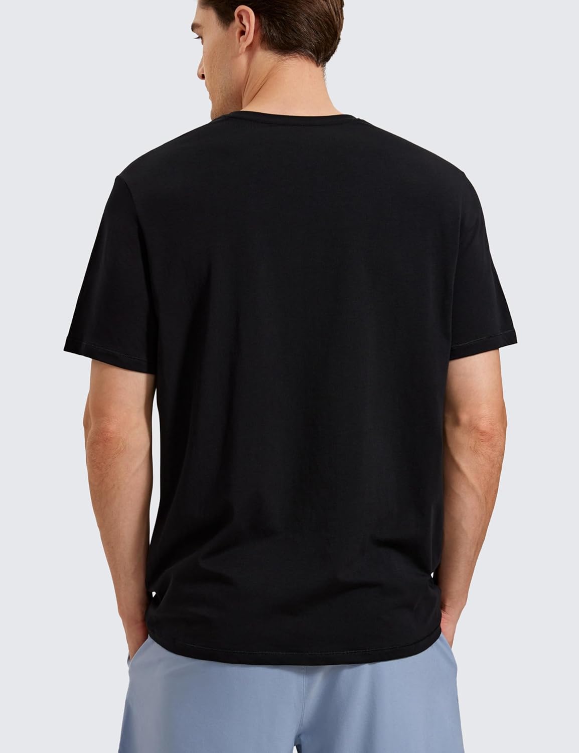 CRZ YOGA Mens Pima Cotton TShirts Short Sleeve Crew Neck Casual Shirts Breathable Workout Daily Tee TopsBlack
