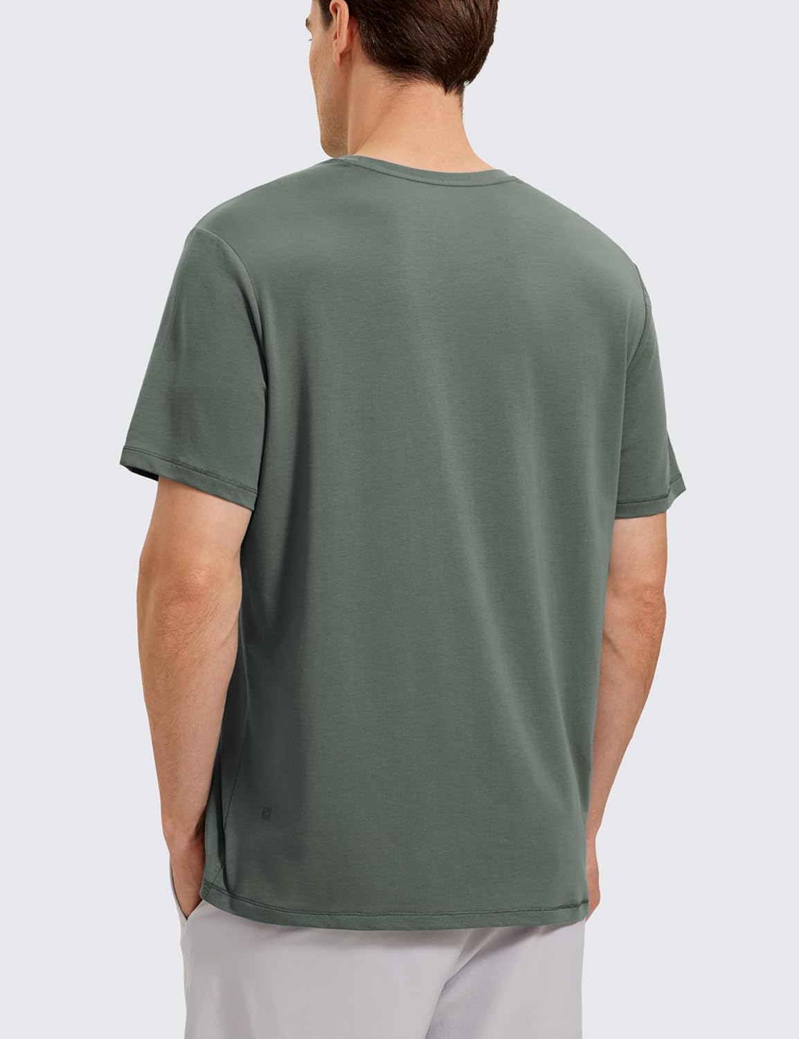 CRZ YOGA Mens Pima Cotton TShirts Short Sleeve Crew Neck Casual Shirts Breathable Workout Daily Tee TopsGrey Sage