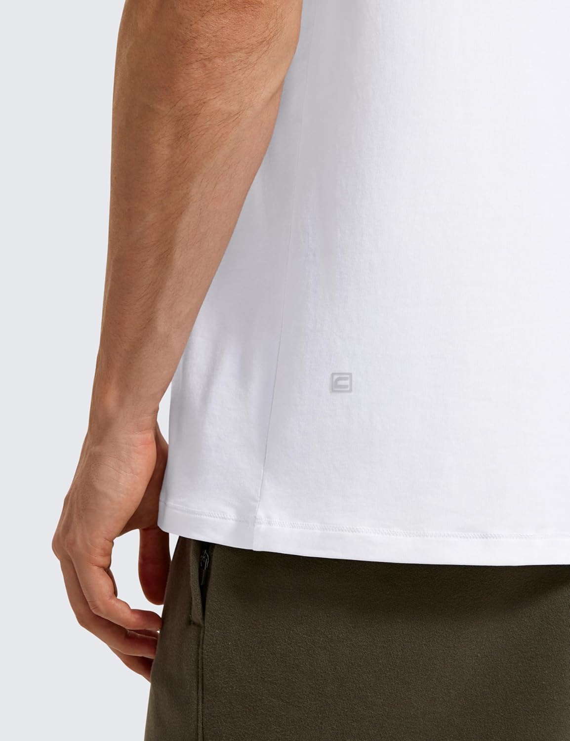 CRZ YOGA Mens Pima Cotton TShirts Short Sleeve Crew Neck Casual Shirts Breathable Workout Daily Tee TopsWhite