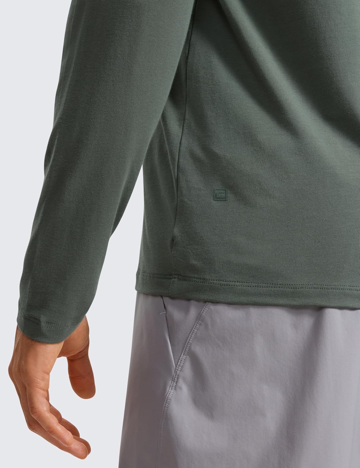 CRZ YOGA Pima Cotton Long Sleeve Shirts for Men Crew Neck Basic Casual Shirts Breathable Workout Comfort TopsGrey Sage