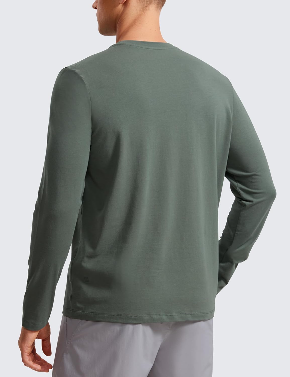 CRZ YOGA Pima Cotton Long Sleeve Shirts for Men Crew Neck Basic Casual Shirts Breathable Workout Comfort TopsGrey Sage