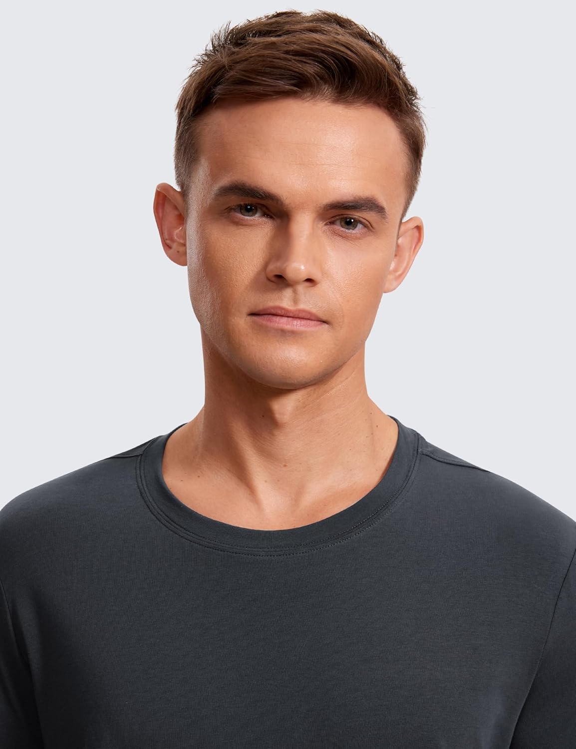 CRZ YOGA Pima Cotton Long Sleeve Shirts for Men Crew Neck Basic Casual Shirts Breathable Workout Comfort TopsMysterious Grey