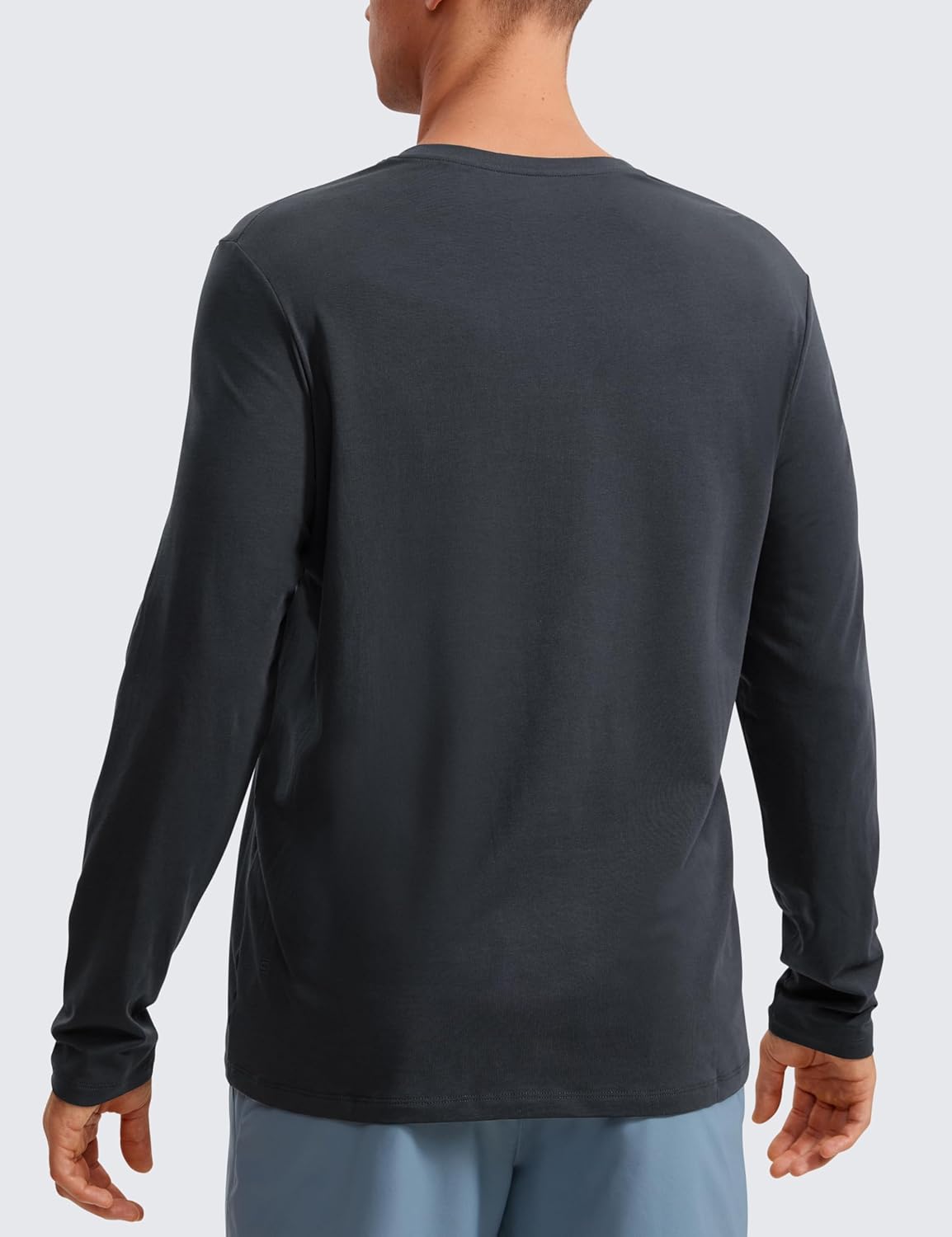 CRZ YOGA Pima Cotton Long Sleeve Shirts for Men Crew Neck Basic Casual Shirts Breathable Workout Comfort TopsMysterious Grey