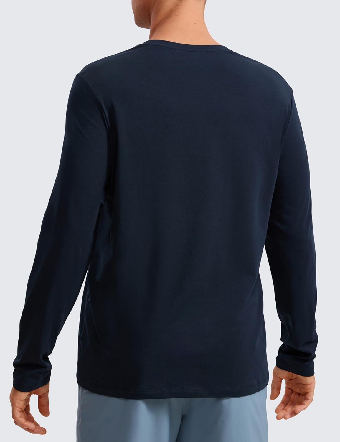 CRZ YOGA Pima Cotton Long Sleeve Shirts for Men Crew Neck Basic Casual Shirts Breathable Workout Comfort TopsTrue Navy