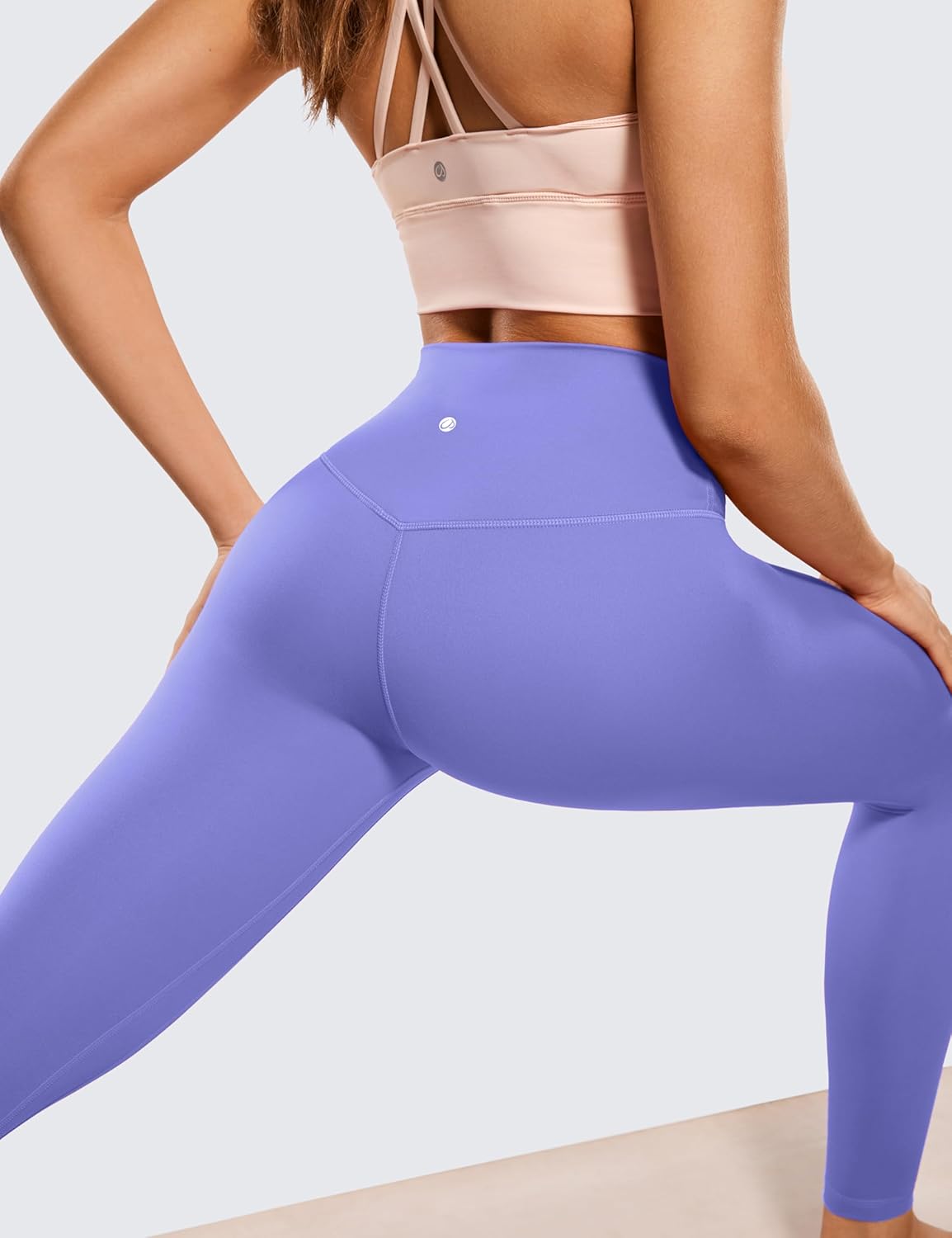 CRZ YOGA Womens Brushed Naked Feeling Workout Leggings 28quot High Waisted Gym Compression Tummy Control Yoga PantsDark Lavender Purple