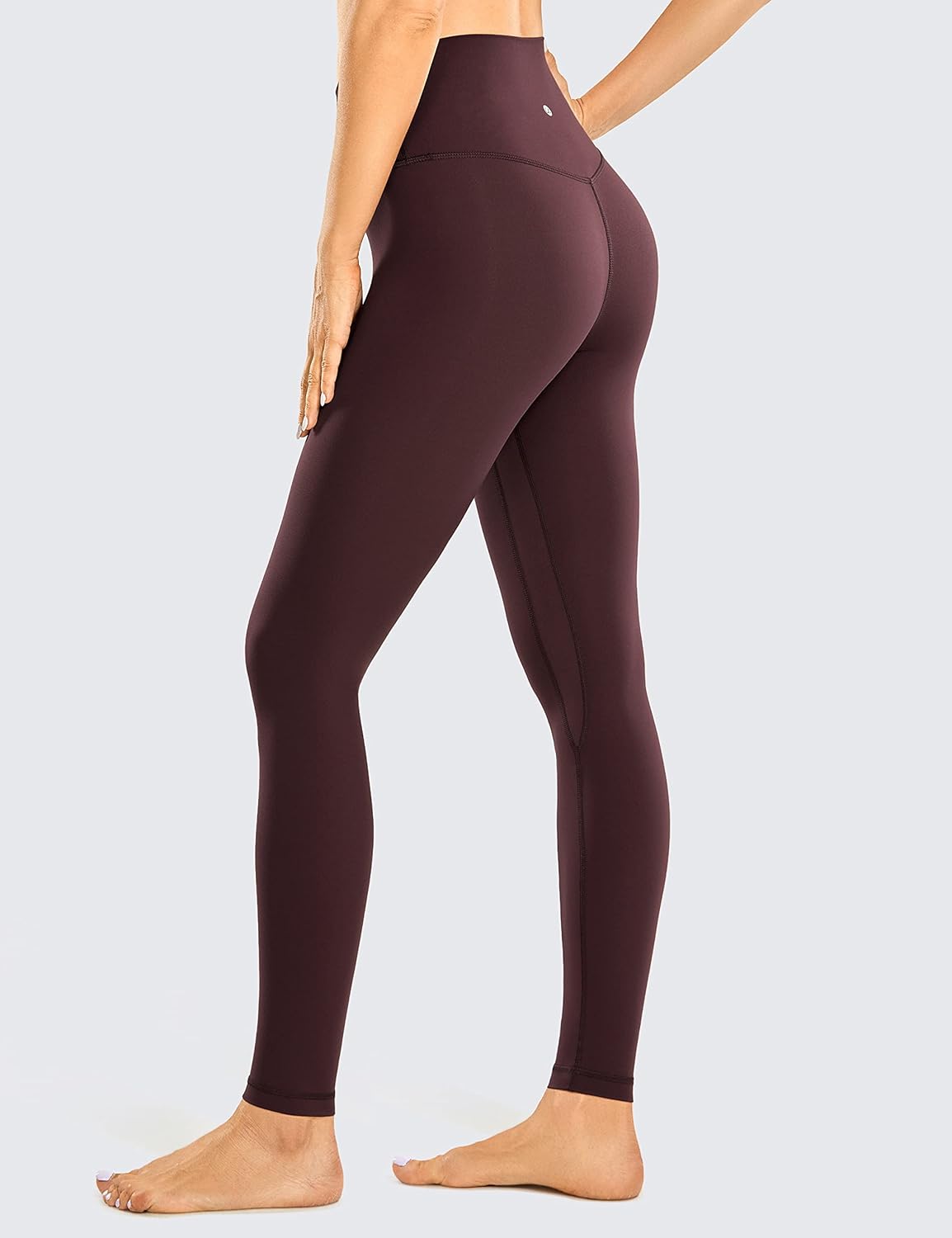 CRZ YOGA Womens Brushed Naked Feeling Workout Leggings 28quot High Waisted Gym Compression Tummy Control Yoga PantsDark Russet