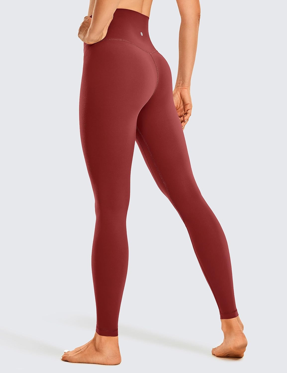 CRZ YOGA Womens Brushed Naked Feeling Workout Leggings 28quot High Waisted Gym Compression Tummy Control Yoga PantsDeep Wine
