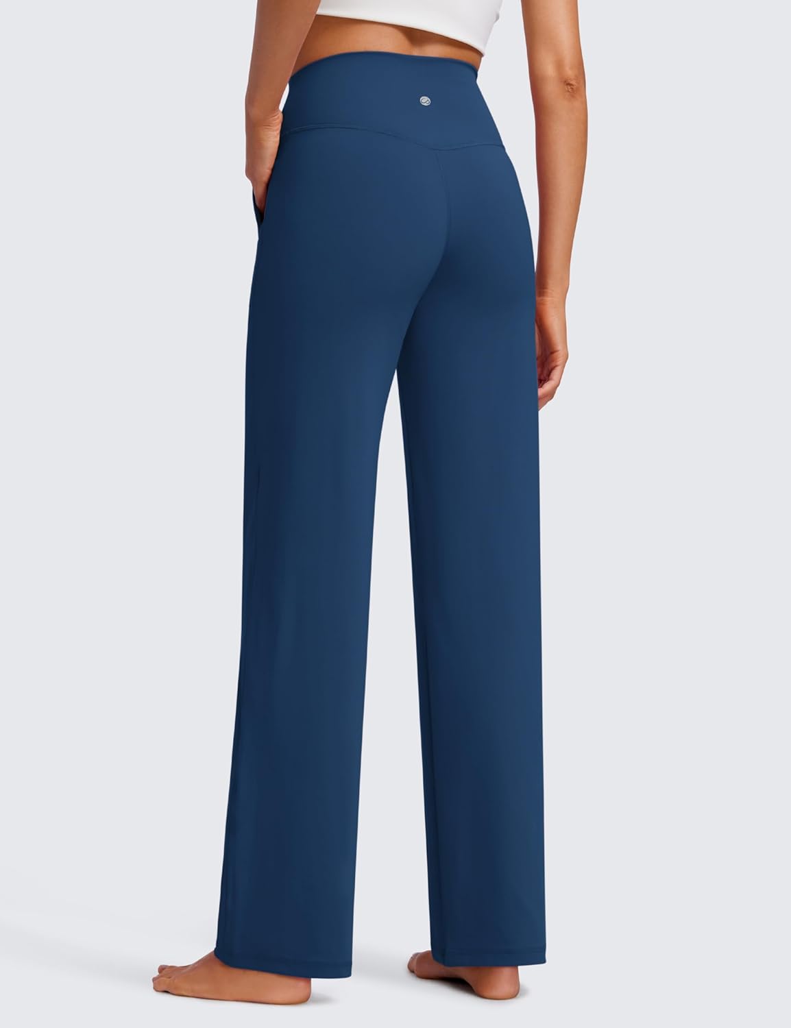 CRZ YOGA Womens Butterluxe High Waist Wide Leg Pants with Pockets 31quot  Buttery Soft Comfy Casual Yoga Lounge PantsFrench Navy