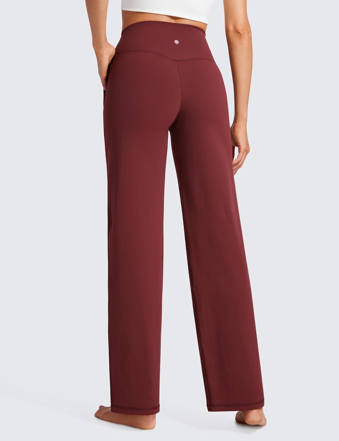 CRZ YOGA Womens Butterluxe High Waist Wide Leg Pants with Pockets 31quot  Buttery Soft Comfy Casual Yoga Lounge PantsNoctilucence Red