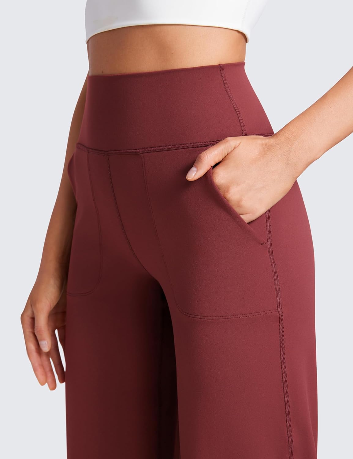CRZ YOGA Womens Butterluxe High Waist Wide Leg Pants with Pockets 31quot  Buttery Soft Comfy Casual Yoga Lounge PantsNoctilucence Red