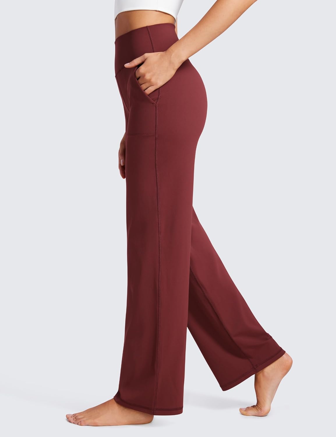 CRZ YOGA Womens Butterluxe High Waist Wide Leg Pants with Pockets 31quot  Buttery Soft Comfy Casual Yoga Lounge PantsNoctilucence Red