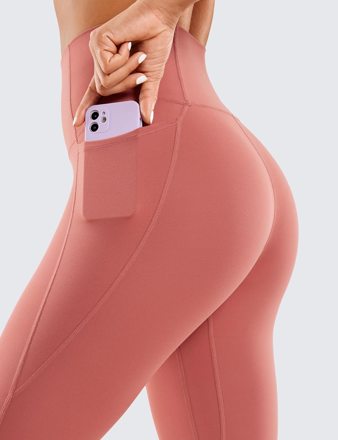 CRZ YOGA Womens Butterluxe Workout Leggings 28 Inches  High Waisted Gym Yoga Pants with Pockets Running Buttery SoftBriar Rose