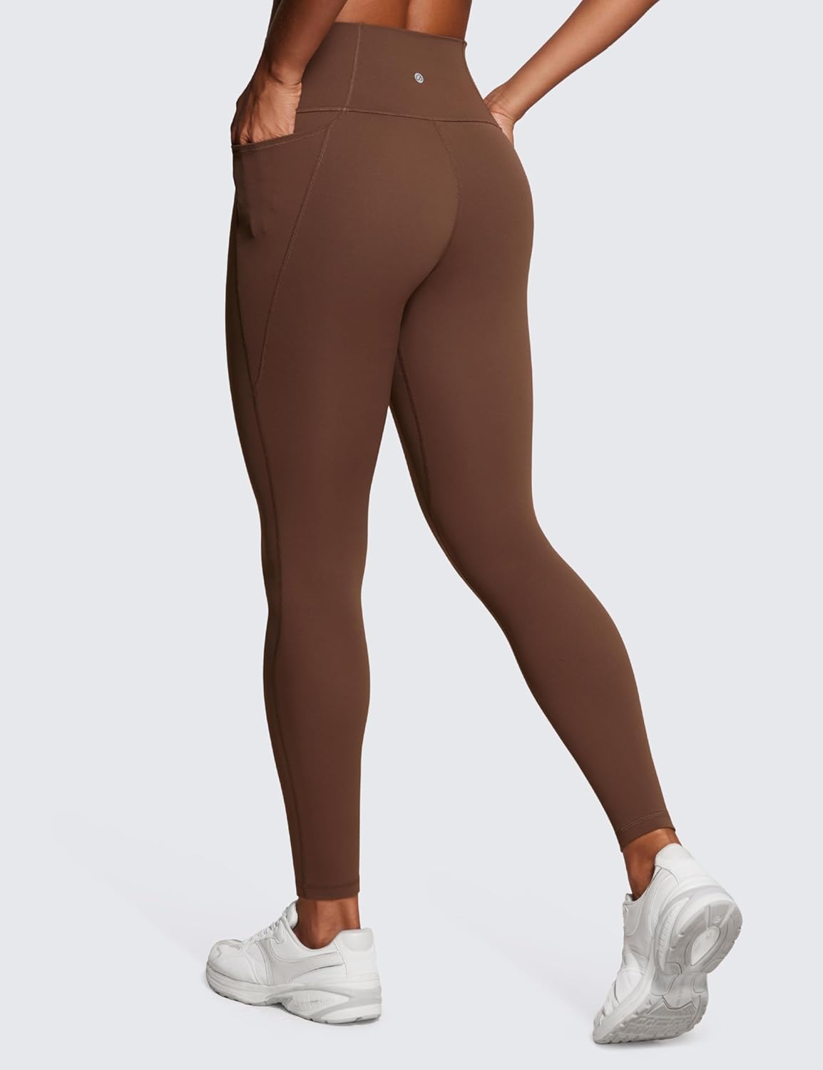 CRZ YOGA Womens Butterluxe Workout Leggings 28 Inches  High Waisted Gym Yoga Pants with Pockets Running Buttery SoftCoffee Brown